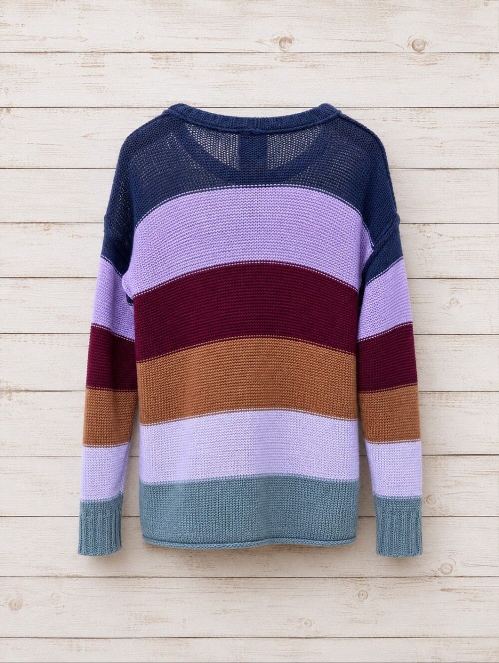 Like Love Colorblock Chunky Knit Sweater Small Boho Oversized Cozy Striped Chic - Picture 4 of 9